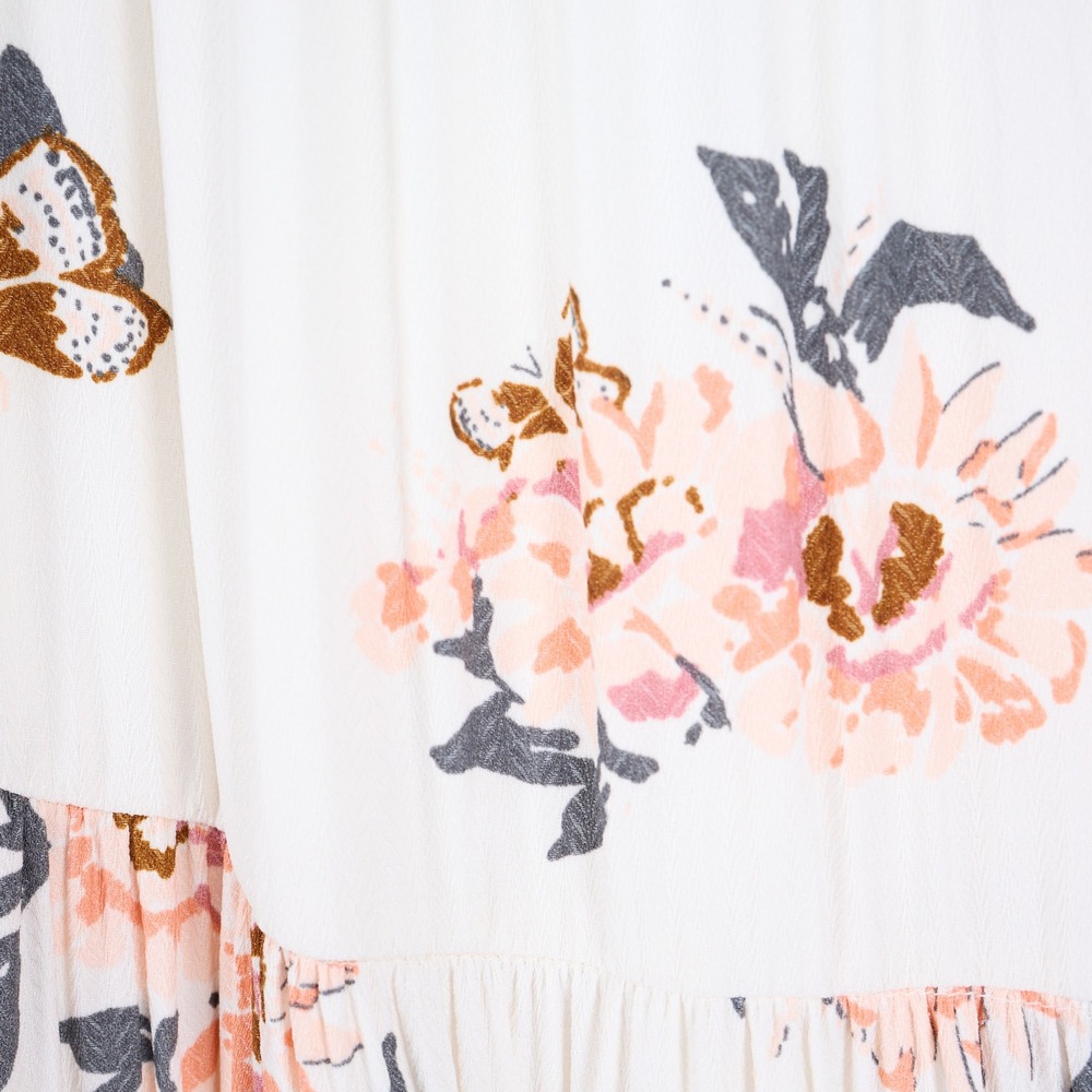Free People All I Got Maxi Dress Butterfly Effect Floral Tiered Cream Pink 6 - Picture 8 of 13